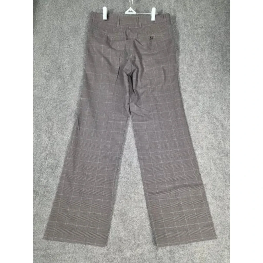 Banana Republic Mens Brown Glen Plaid Windowpane Cotton Dress Pants 32x34 Work‎